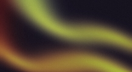 Green orange glowing dark colour wave grainy backdrop design. Abstract glowing grainy gradient texture, website header, poster, banner, copy space