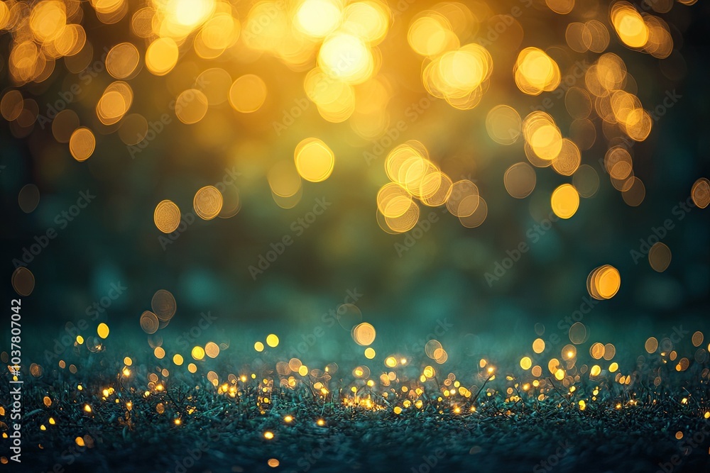 Sticker a beautiful abstract background featuring warm golden bokeh lights shimmering softly to create a ser