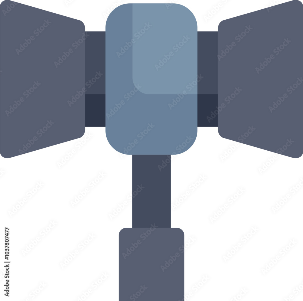 Poster simple flat style icon of a strobe flash unit used by photographers for studio lighting