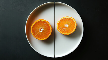 Oranges placed on a white plate