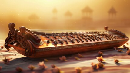 Elegant Santoor on a Clean Background