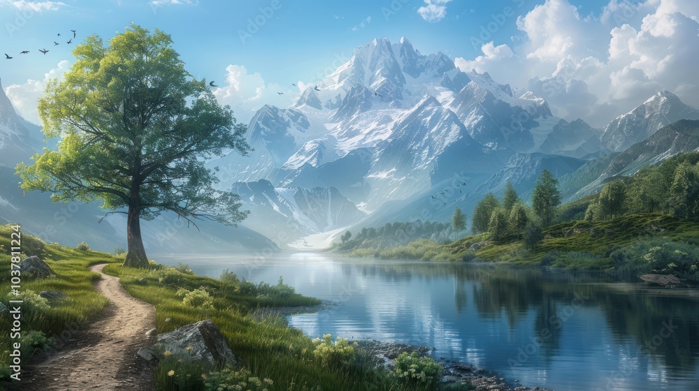 Canvas Prints Serene Mountain Lake