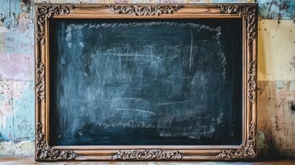 Vintage Chalkboard Frame with Rustic Background
