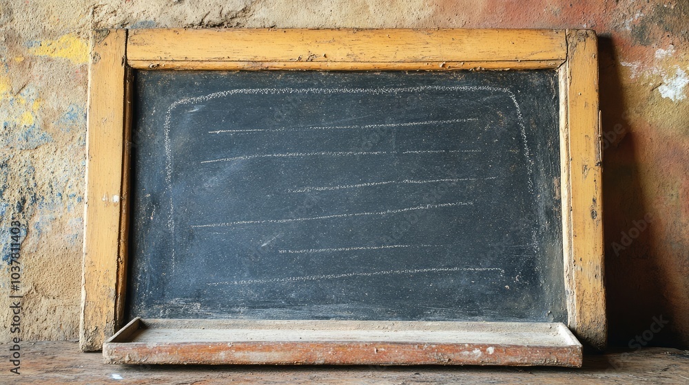 Poster Vintage Blackboard with Dusty Frame in Rustic Setting