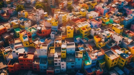 Aerial View of Colorful Cityscape
