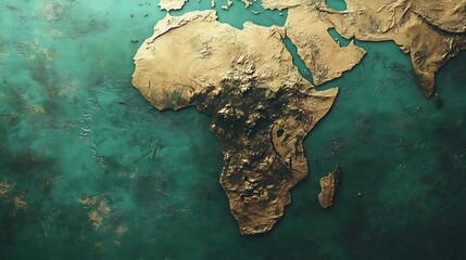 Obraz premium A modern map of Africa with cool tones and minimal detail, focusing on the continentâ€™s natural features and shape