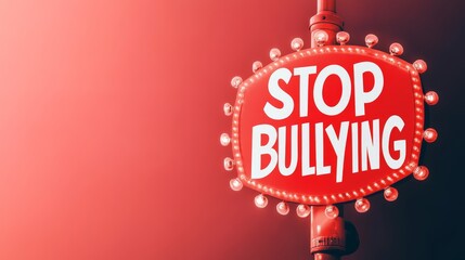 A bright red sign with the message "STOP BULLYING," emphasizing the importance of addressing bullying.