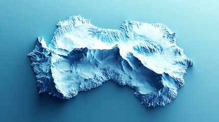 Obraz premium A sleek, abstract map of Antarctica with sharp lines and icy blue tones, showcasing the unique shape of the continent