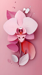 Fototapeta premium Vanda Orchid logo 3d vector papercut