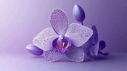 Fototapeta premium Vanda Orchid logo 3d vector papercut