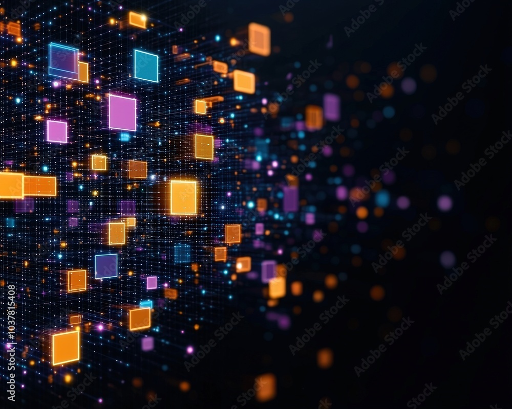 Aufkleber abstract background with pixel-like squares forming a digital mosaic