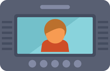 Modern intercom system is displaying a person ringing the doorbell on its screen