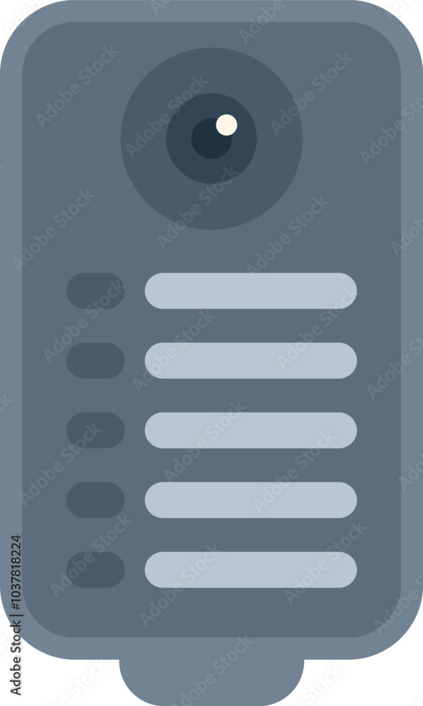 Poster modern intercom system with camera displaying user interface for communication and access control