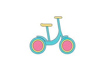 Colorful bicycle illustration, perfect for children's designs. Ideal for playful themes or educational materials.