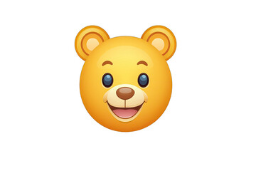 Obraz premium A cheerful bear emoji with bright eyes and a wide smile, perfect for conveying warmth, happiness, and playful emotions.