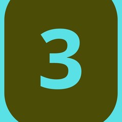 Blue number 3 button on black background