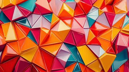 Obraz premium 3D Cartoon Illustration of a Vibrant Red Geometric Background with Abstract Triangles -