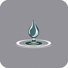 Fototapeta premium A single water droplet splashes into a calm surface creating ripples in a minimalist design on a gray background
