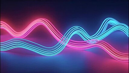 abstract colorful wave line background, 3d rendering, abstract background of colorful neon wavy line glowing in the dark. Modern simple wallpaper - Powered by Adobe