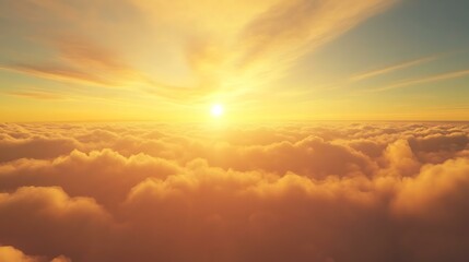 Fototapeta premium A peaceful sunrise sky with soft golden light and thin clouds stretching across the horizon