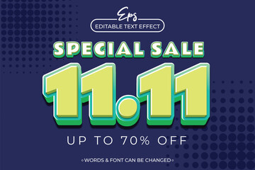 a poster for special sale 11.11 with a green and blue background