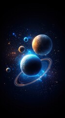 Abstract space-inspired background with planets and starfields