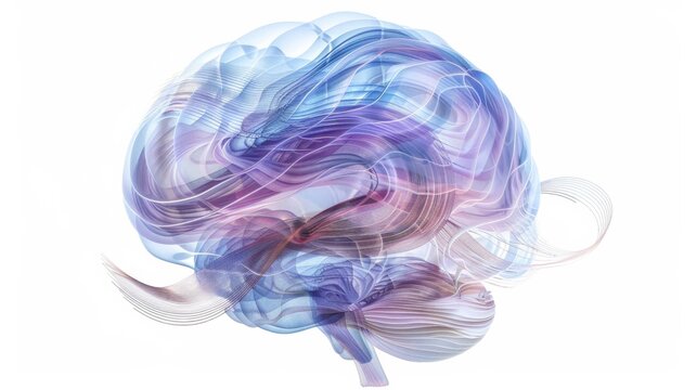 a brain depicted as a cosmic symphony, with waves of thought and emotion resonating throughout the universe