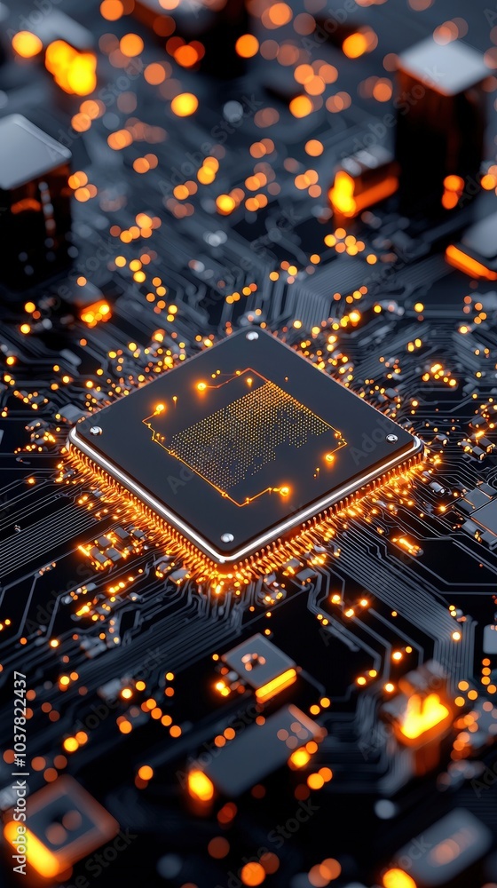 Poster abstract technology-inspired background with circuit patterns