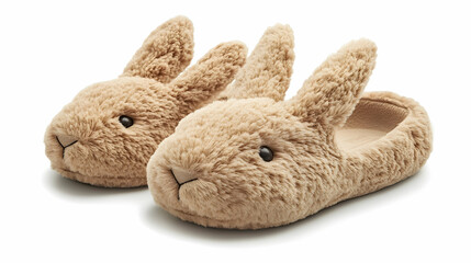 Obraz premium Soft and Cozy Bunny Slippers for Women in a Minimalist Isolated View -