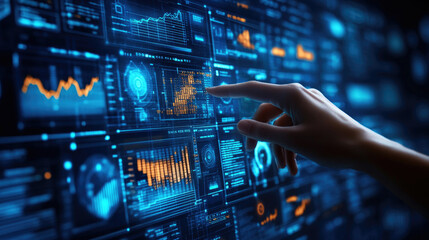 Obraz premium Finger touch screen, human-computer interaction concept