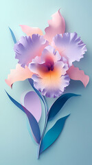 Cattleya Orchids logo 3d vector papercut