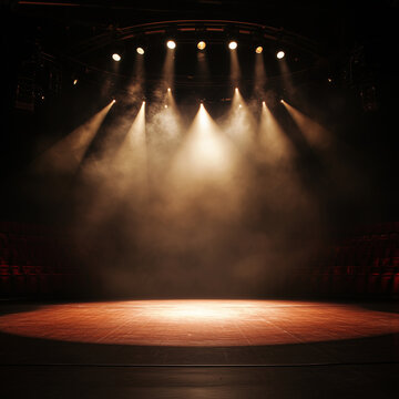 Palco  de teatro iluminado para shows e eventos