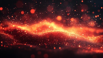 Fototapeta premium Abstract glowing embers over a dark background with a shimmering texture capturing the essence of warmth and sparkle. Generative AI