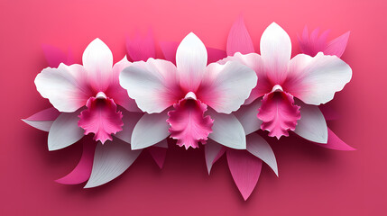 Fototapeta premium Cattleya Orchids logo 3d vector papercut