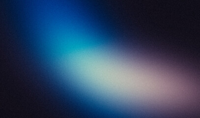 Abstract dark glowing blue purple color grainy gradient backdrop design, copy space