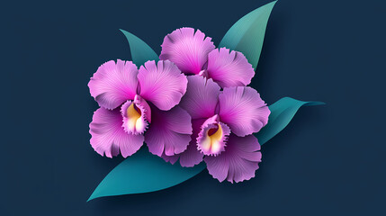 Cattleya Orchids logo 3d vector papercut