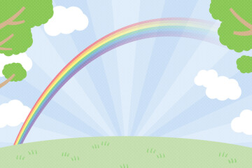 虹が架かった青空の背景