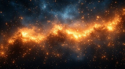 Obraz premium A vibrant cosmic scene depicting a swirling galaxy filled with stars and nebulae.