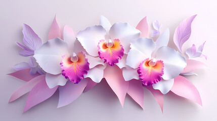 Obraz premium Cattleya Orchids logo 3d vector papercut
