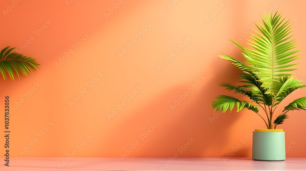Poster minimalist product studio with soft pink backdrop empty floor and wall featuring a simple podium del