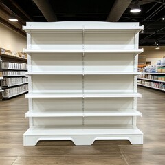 White Empty Shelving Unit in Spacious Retail Environment