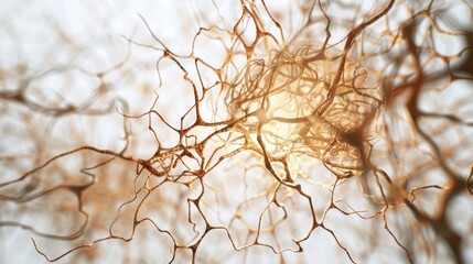 a brain entangled in a web of interconnected neurons, with electrical impulses firing rapidly