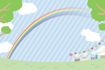 マーケット・虹の架かった青空