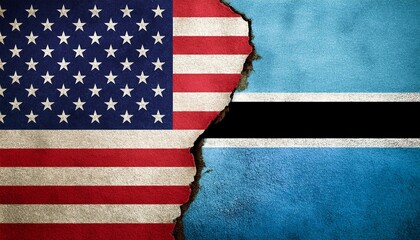 Obraz premium 古いビンテージのアメリカの国旗とボツワナの国旗(Old grunge vintage japan flag and Botswana flag.) 