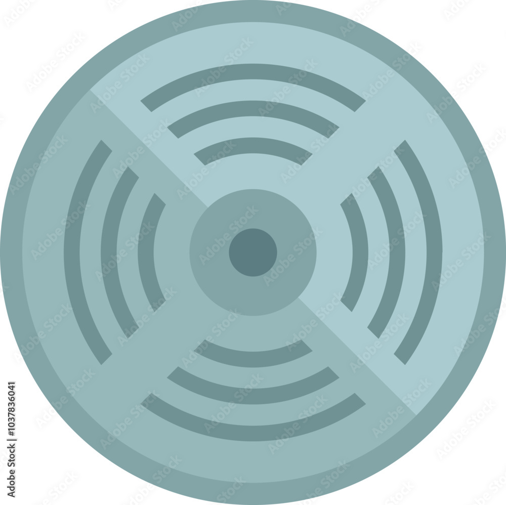 Poster smoke detector sending out a warning signal represented by sound waves