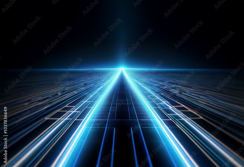 Aufkleber Abstract digital background with a glowing blue grid and lines.