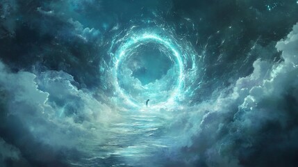 A Glowing Portal in the Clouds