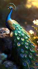 Obraz premium The Peacock,peacock with an open tail.