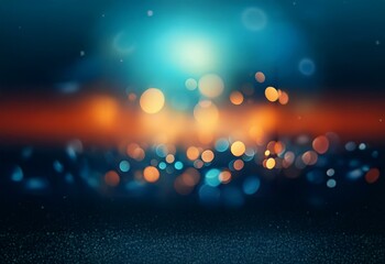 Abstract background with blurred colorful bokeh lights and a dark blue gradient.