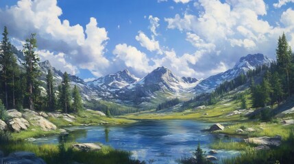 Serene Mountain Lake Under a Clear Sky